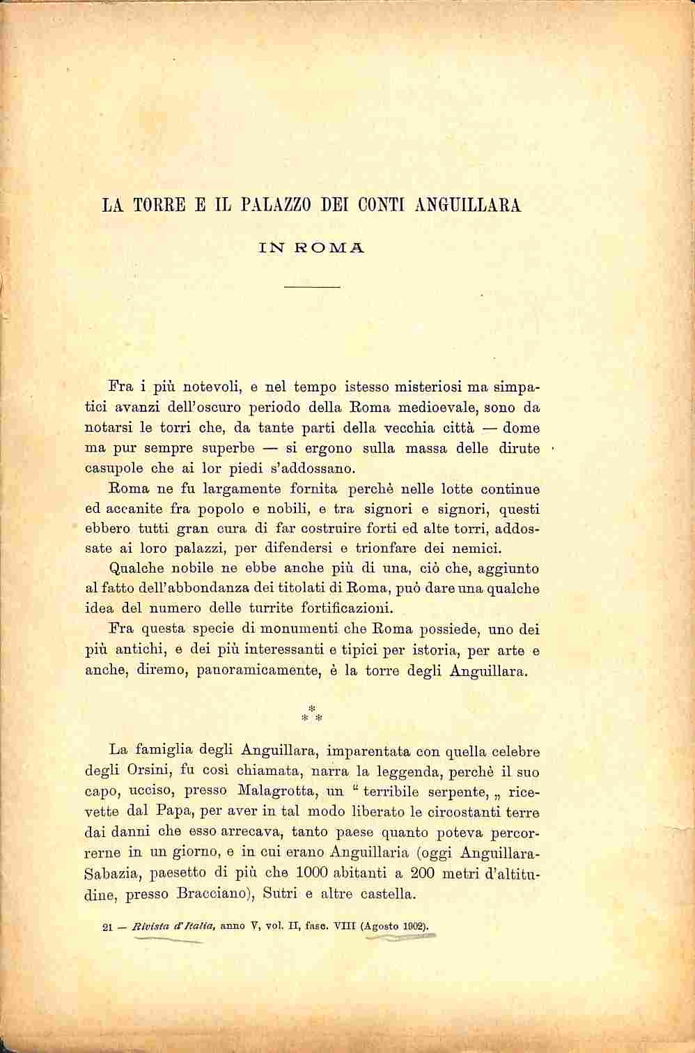 La torre e il Palazzo dei Conti Anguillara in Roma